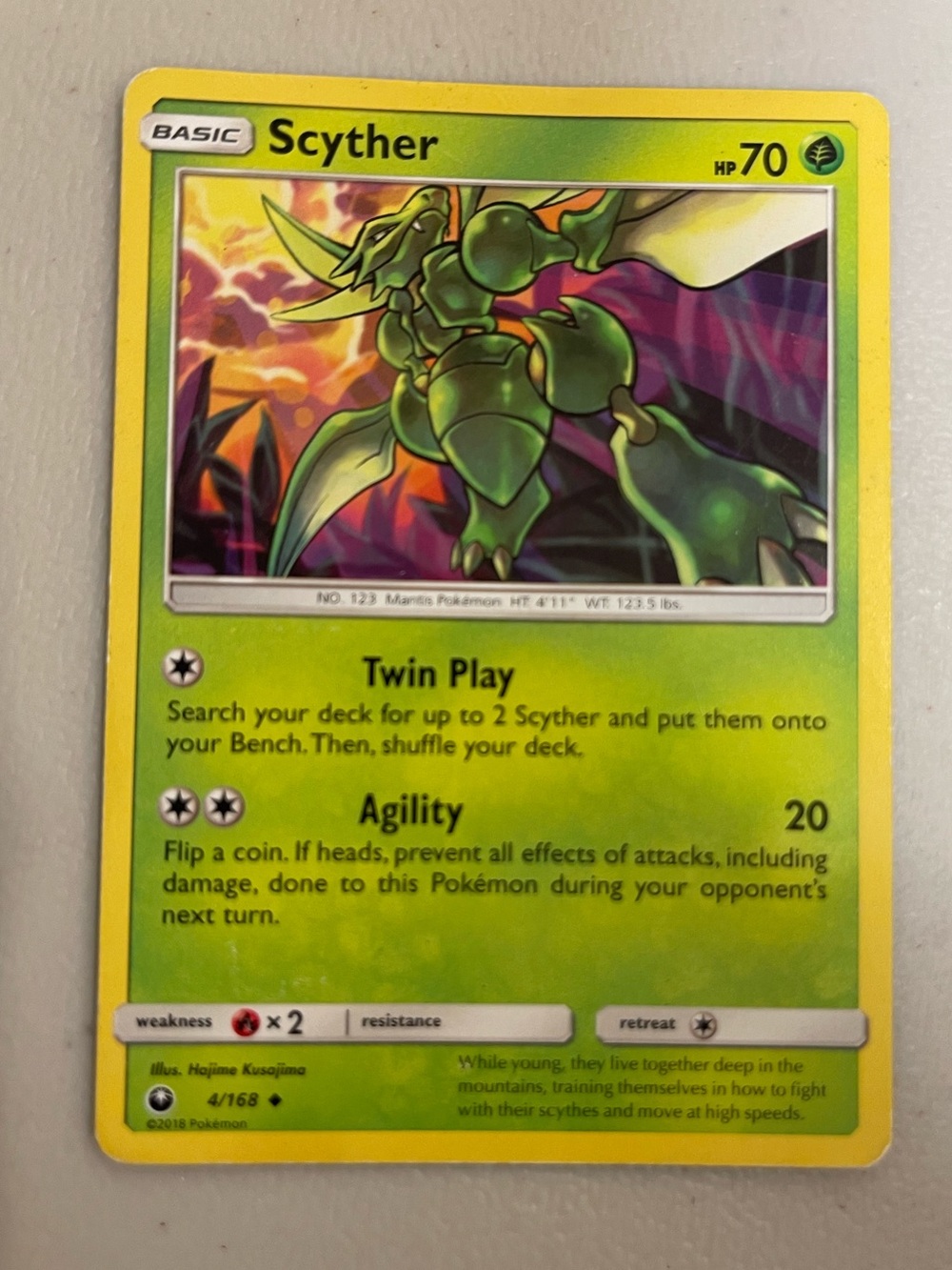 Pokemon Scyther 4/168 Card 2018 Sun & Moon: Celestial Storm Official Pokemon